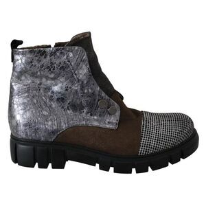 EBARRITO Multicolor Leather Suede Zipper Ankle Boots Women's Shoes